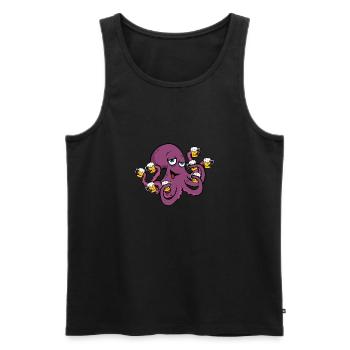 Eight-armed a pure-wheeled octopus with beer - Men's Premium Organic Tank Top - black - Front - AI Model Male 178 light (178cm)