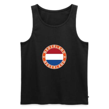 Netherlands - Men's Premium Organic Tank Top - black - Front - AI Model Male 178 light (178cm)