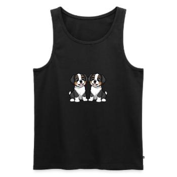 Saint Bernard Hund Comic - Männer Premium Bio Tank Top - Schwarz - Vorne - AI Model Male 178 light (178cm)