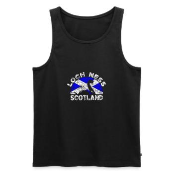Distressed Loch Ness Monster Schottland Flagge - Männer Premium Bio Tank Top - Schwarz - Vorne - AI Model Male 178 light (178cm)