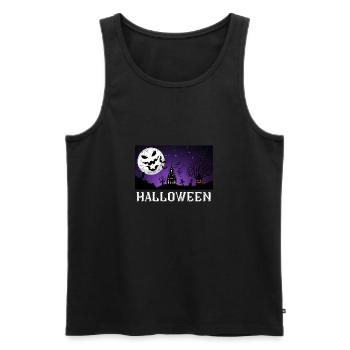 Manoir hanté d’Halloween - Débardeur bio Premium Homme - noir - Devant - AI Model Male 178 light (178cm)
