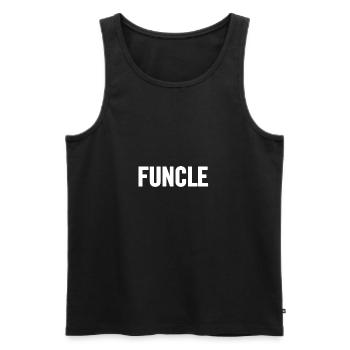 Funcle 2 Blanc - Débardeur bio Premium Homme - noir - Devant - AI Model Male 178 light (178cm)