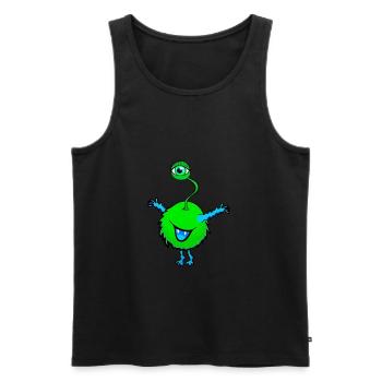 vert monstre avec un oeil - Débardeur bio Premium Homme - noir - Devant - AI Model Male 178 light (178cm)
