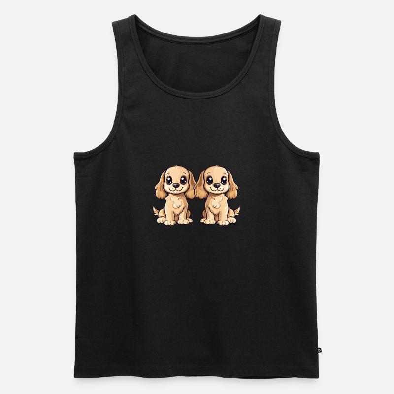 Cocker Spaniel Hund Comic - Männer Premium Bio Tank Top - Schwarz