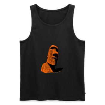 moai orange - Men's Premium Organic Tank Top - black - Front - AI Model Male 178 light (178cm)
