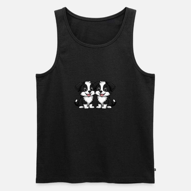 Border Collie Hund Comic - Männer Premium Bio Tank Top - Schwarz
