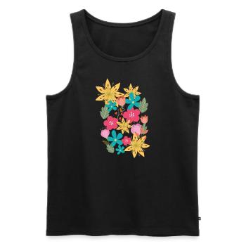 fleurs,fleur,printemps,fleurs - Débardeur bio Premium Homme - noir - Devant - AI Model Male 178 light (178cm)