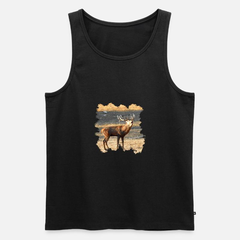 Ein röhrender Hirsch im Spätherbst - Männer Premium Bio Tank Top - Schwarz