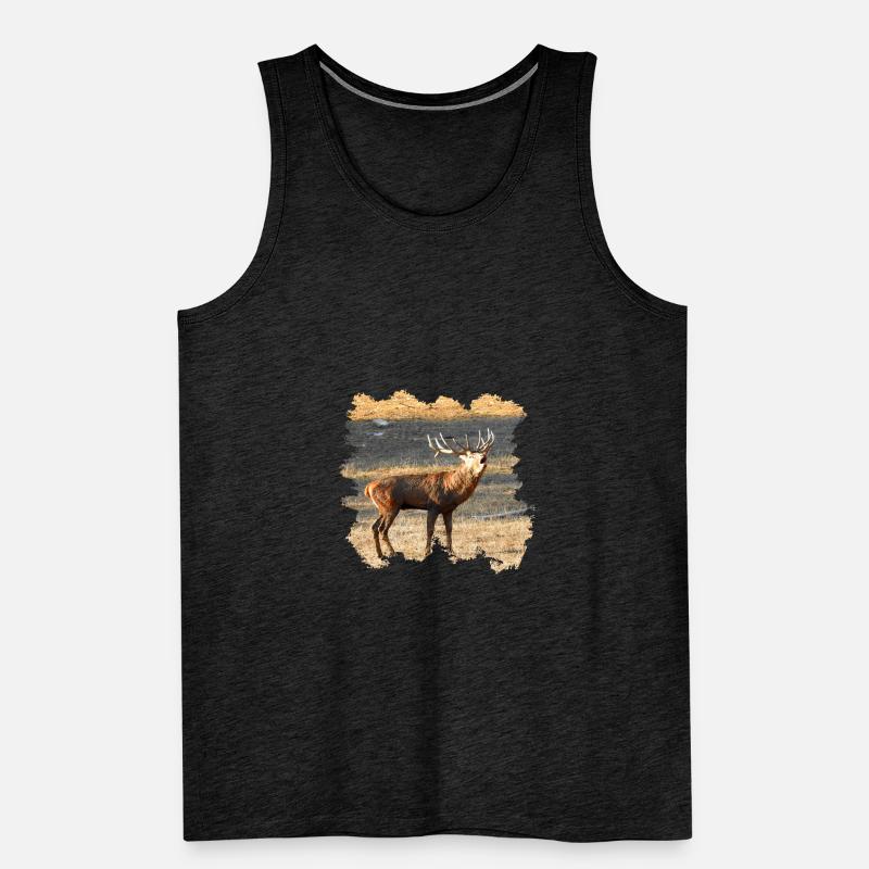 Ein röhrender Hirsch im Spätherbst Männer Premium Bio Tank Top