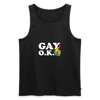 Gay Ok - Men's Premium Organic Tank Top - black - Front - AI Model Male 178 light (178cm)