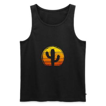 Vintage Cactus Cactus Plant Succulent Desert - Men's Premium Organic Tank Top - black - Front - AI Model Male 178 light (178cm)