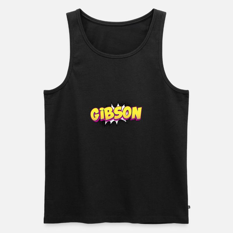 Gibsom benutzerdefinierter Name Comic-Stil Pop-Art, - Männer Premium Bio Tank Top - Schwarz