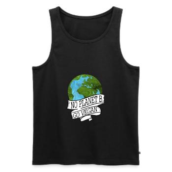 NO PLANET B GO VEGAN - Männer Premium Bio Tank Top - Schwarz - Vorne - Michal (187cm)