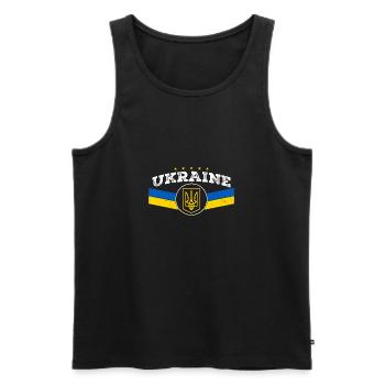Ukrainischer Dreizack - Ukrainisches Tryzub-Symbol - Männer Premium Bio Tank Top - Schwarz - Vorne - AI Model Male 178 light (178cm)