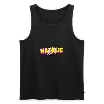 Natalie Benutzerdefinierter Name Comic-Buch-Stil Pop-Art, - Männer Premium Bio Tank Top - Schwarz - Vorne - AI Model Male 178 light (178cm)