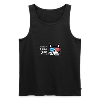 Ich bin nicht 30, ich bin 29 plus 1 Mittelfinger Katzenflip - Männer Premium Bio Tank Top - Schwarz - Vorne - Michal (187cm)