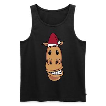 Santa Claus Horse Pony Rider Merry Christmas - Men's Premium Organic Tank Top - black - Front - AI Model Male 178 light (178cm)