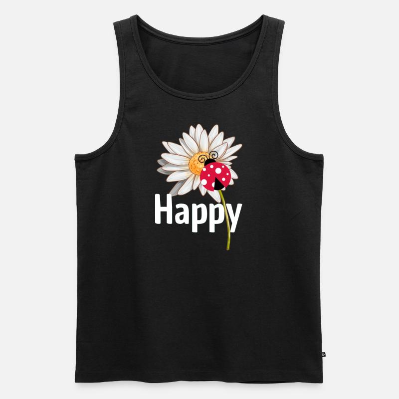 Happy Marienkäfer - Männer Premium Bio Tank Top - Schwarz