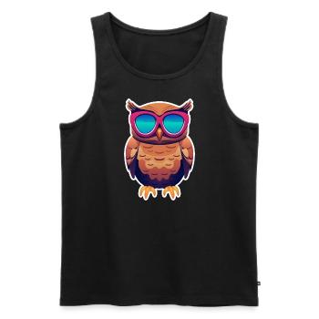 cool owl with sunglasses - Men's Premium Organic Tank Top - black - Front - AI Model Male 178 light (178cm)