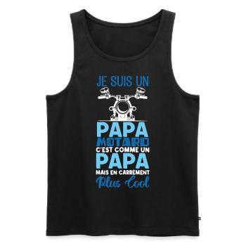 papa motard. Cadeau papa motard. père motard. - Débardeur bio Premium Homme - noir - Devant - Michal (187cm)