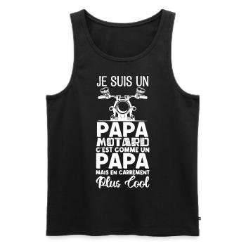 papa motard. Cadeau papa motard. père motard. - Débardeur bio Premium Homme - noir - Devant - Michal (187cm)