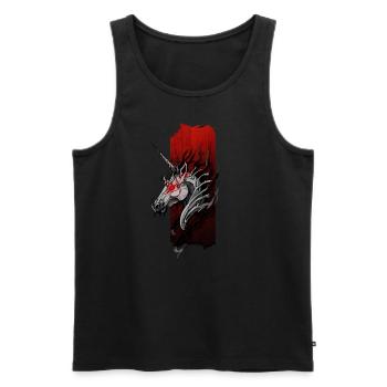 Schattengelassenheit: Dunkles Einhorn - Männer Premium Bio Tank Top - Schwarz - Vorne - AI Model Male 178 light (178cm)