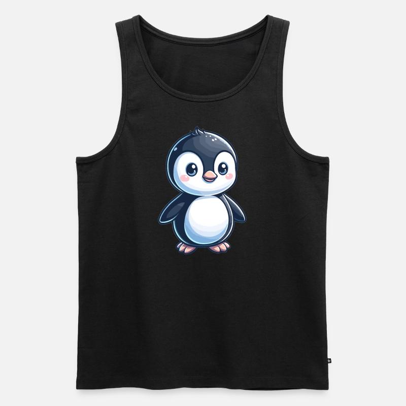 kindlich gestalteter Pinguin - Männer Premium Bio Tank Top - Schwarz