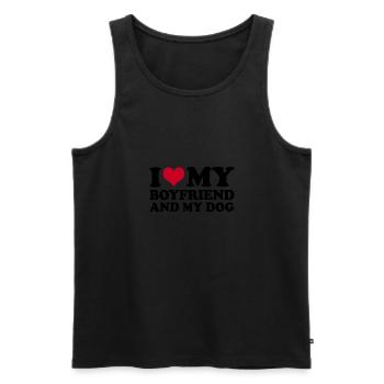 J’aime mon petit ami et mon chien - Débardeur bio Premium Homme - noir - Devant - Michal (187cm)