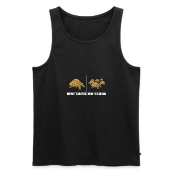 Funny How It Started How It's Going Turtle Reptile - Männer Premium Bio Tank Top - Schwarz - Vorne - AI Model Male 178 light (178cm)
