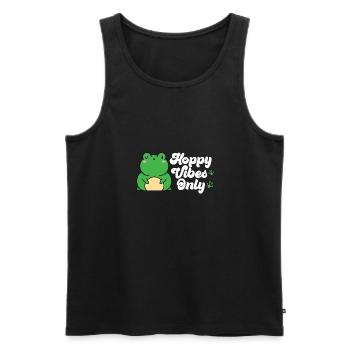 Cute Hoppy Vibes Only Frog Fans Herpetologist Amph - Men's Premium Organic Tank Top - black - Front - Michal (187cm)