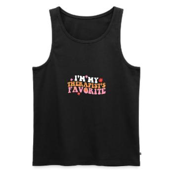 I'm My Therapist's Favorite Funny Psychologist - Männer Premium Bio Tank Top - Schwarz - Vorne - AI Model Male 178 light (178cm)
