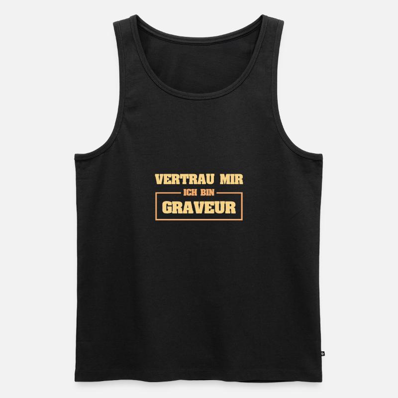 Lustig Graveur - Männer Premium Bio Tank Top - Schwarz