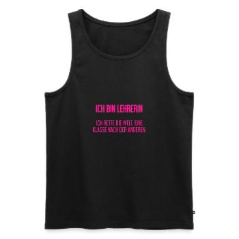 Ich bin Lehrerin - ich rette die Welt - Männer Premium Bio Tank Top - Schwarz - Vorne - Michal (187cm)