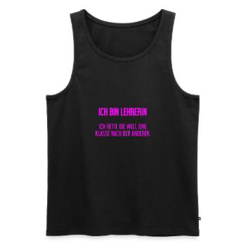 Ich bin Lehrerin - ich rette die Welt - Männer Premium Bio Tank Top - Schwarz - Vorne - Michal (187cm)