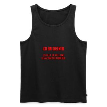 Ich bin Dozentin - ich rette die Welt - Männer Premium Bio Tank Top - Schwarz - Vorne - Michal (187cm)