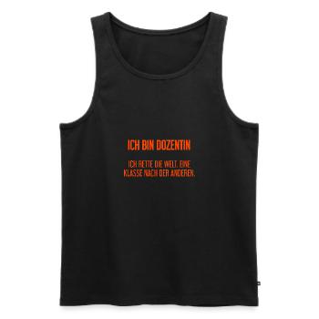 Ich bin Dozentin - ich rette die Welt - Männer Premium Bio Tank Top - Schwarz - Vorne - Michal (187cm)