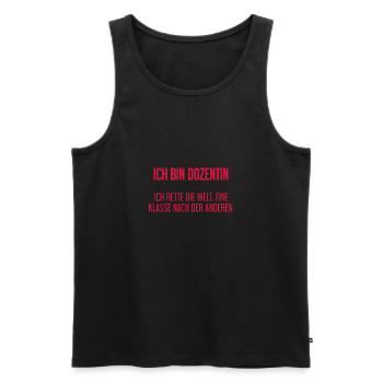 Ich bin Dozentin - ich rette die Welt - Männer Premium Bio Tank Top - Schwarz - Vorne - Michal (187cm)