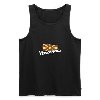 Macédoine Skopje Origine balkanique Drapeau National - Débardeur bio Premium Homme - noir - Devant - AI Model Male 178 light (178cm)