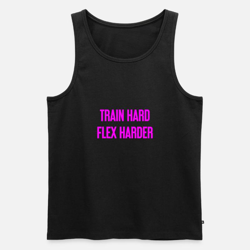 Train Hard Flex Harder - Männer Premium Bio Tank Top - Schwarz