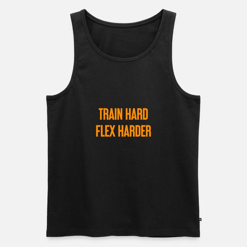 Train Hard Flex Harder - Männer Premium Bio Tank Top - Schwarz