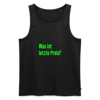 Was ist letzte Preis? - Männer Premium Bio Tank Top - Schwarz - Vorne - AI Model Male 178 light (178cm)