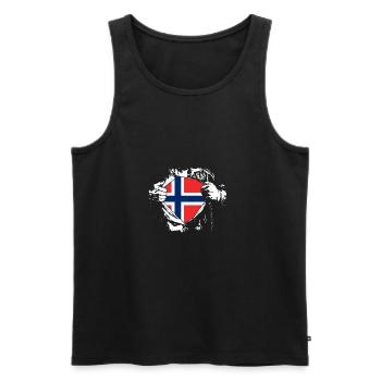 Ich liebe Norwegen - Superheld - Männer Premium Bio Tank Top - Schwarz - Vorne - Michal (187cm)