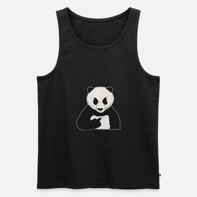 Mürrischer Pandabär mit Mittelfinger - Männer Premium Bio Tank Top - Schwarz