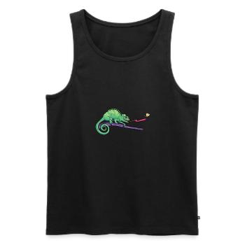 Lézard caméléon Reptile Herpétologiste - Débardeur bio Premium Homme - noir - Devant - AI Model Male 178 light (178cm)
