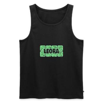 First name Leora - Men's Premium Organic Tank Top - black - Front - AI Model Male 178 light (178cm)
