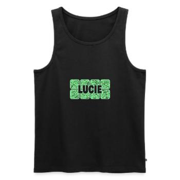 First name Lucie - Men's Premium Organic Tank Top - black - Front - AI Model Male 178 light (178cm)