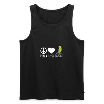 Budgerigar Perruche Oiseau Cadeau pour animaux de compagnie - Débardeur bio Premium Homme - noir - Devant - Michal (187cm)