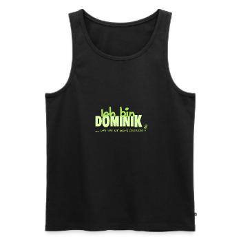 Namenschild Dominik - Männer Premium Bio Tank Top - Schwarz - Vorne - AI Model Male 178 light (178cm)