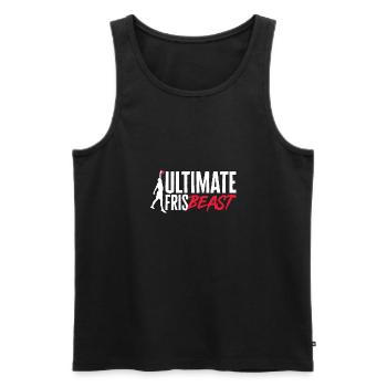 Disque de lancer de frisbee ultime - Débardeur bio Premium Homme - noir - Devant - AI Model Male 178 light (178cm)