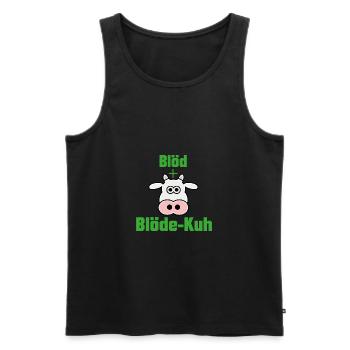 Blöde Kuh Spruch Geschenk provokant Rind Dumm Frau - Männer Premium Bio Tank Top - Schwarz - Vorne - Michal (187cm)